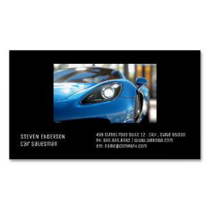 Carte De Visite Magnétique Voiture de sport bleue   Gros plan 