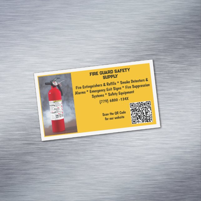 Carte De Visite Magnétique Yellow Red Fire Extinguisher Fire Safety   (In Situ)