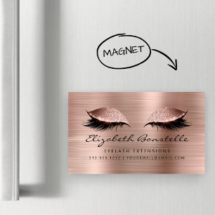 Carte De Visite Magnétique Yeux Pailletés Métallic Aesthetician Rose Gold Noi