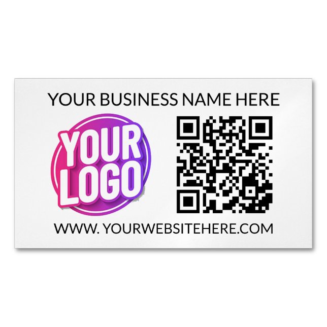 Carte De Visite Magnétique Your Business Company Team Logo & QR Code & Text (devant)