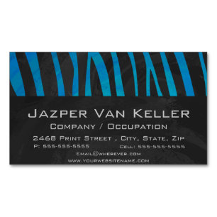 Carte De Visite Magnétique Zebra Black et Blue Print