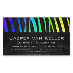 Carte De Visite Magnétique Zebra Black et Rainbow Print