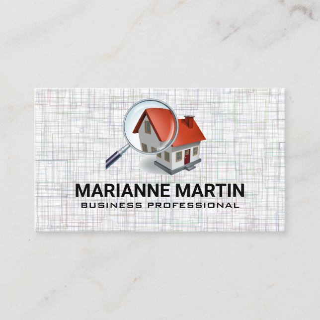 Carte De Visite Magnifier la maison en verre | Immobilier (Devant)