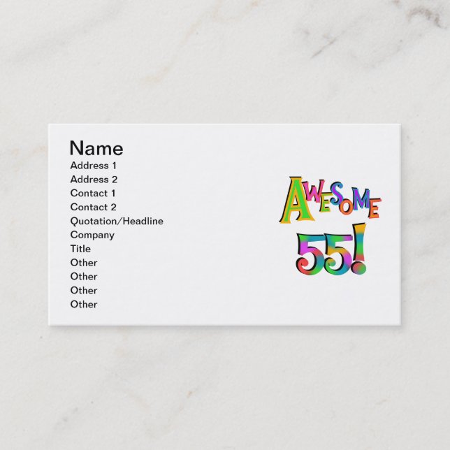 Carte De Visite Magnifique 55 T-shirts et cadeaux d'anniversaire (Devant)