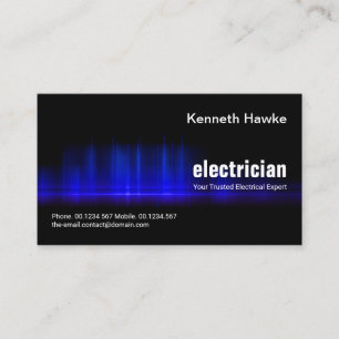 Carte De Visite Magnifique Blue Electrical Wave Pulse Electricien
