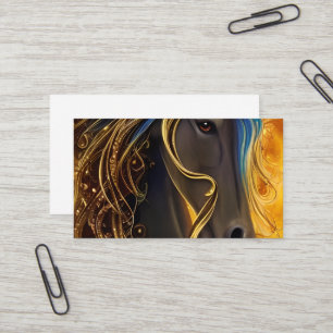 Carte De Visite Magnifique Cheval foncé Triptyque