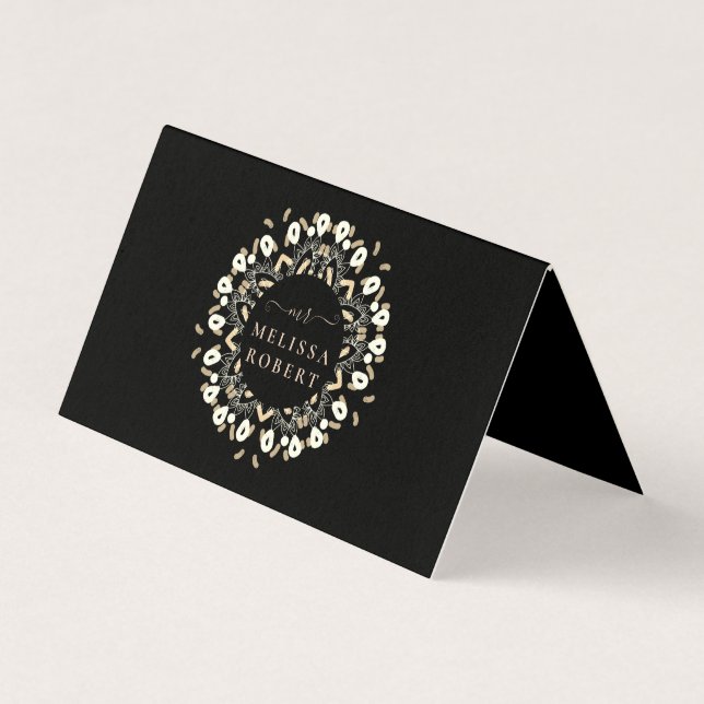 Carte De Visite Magnifique doré Floral Mandala Marbre Monogrammé (Devant)