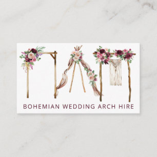 Carte De Visite Magnifique location de Mariages à thème Bohème de 