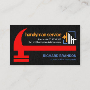Carte De Visite Magnifique marteau rouge Noir Grunge Handyman
