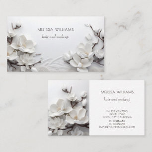 Carte De Visite Magnolia 3D Blanc Élégant