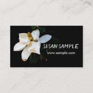 Carte De Visite magnolia sur la photo en gras de fleur noire