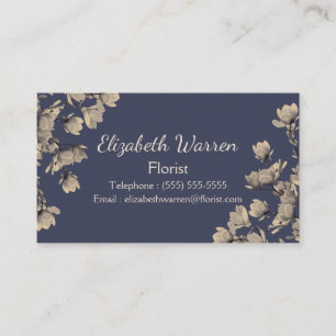 Carte De Visite Magnolias du sud et fleuriste bleu de minuit