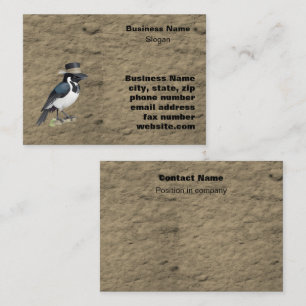 Carte De Visite Magpie debout sur perchoir portant casquette