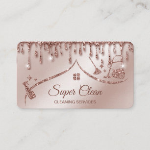 Carte De Visite Maid Cleanhouse Sparkling rose gold