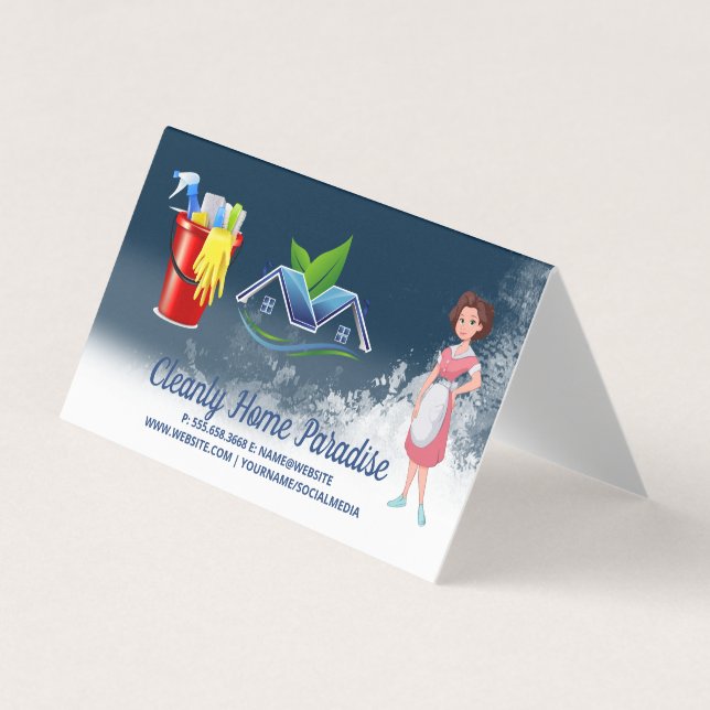Carte De Visite Maid Cleaning House and Cleaning Supplies (Devant)