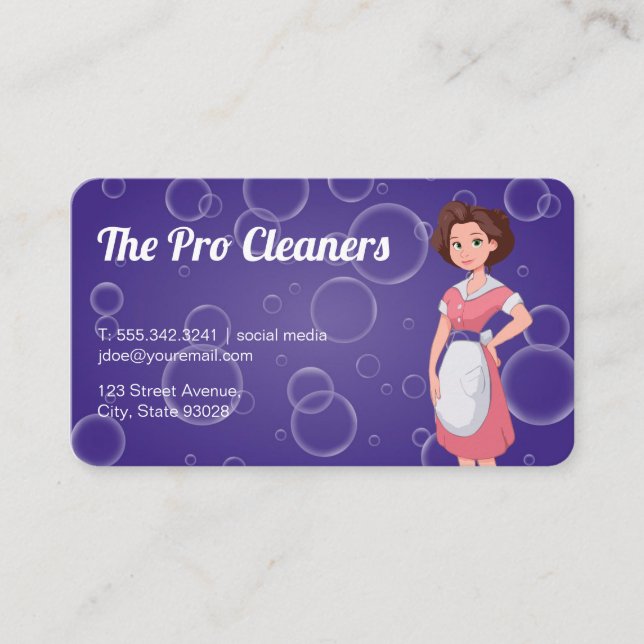 Carte De Visite Maid Service | Cleaning Lady | Soap Bubbles (Devant)