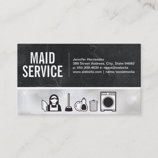 Carte De Visite Maid | Services de nettoyage (Devant)