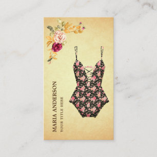 Carte De Visite Maillot de bain bikini vintage floral rétro