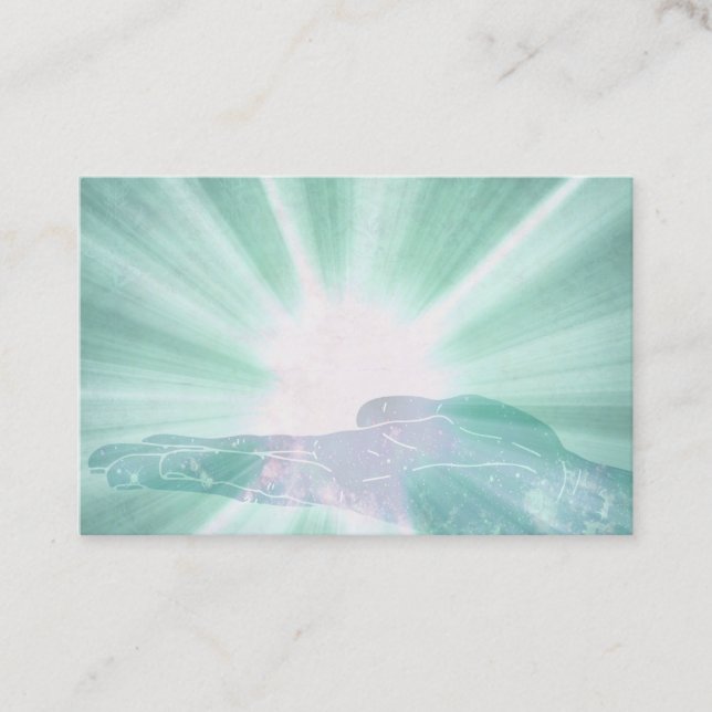 Carte De Visite Main curative cyan turquoise Reiki d'énergie de (Devant)