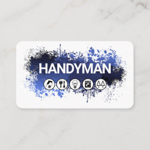 Carte De Visite Main d'œuvre sur éclaboussure de peinture bleue