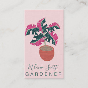 Carte De Visite Main Plante rose Monstera tirée