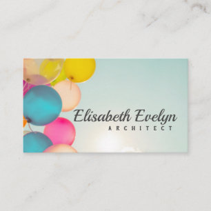 Carte De Visite Main tenant des ballons multicolores