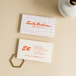 Carte De Visite Main violette rétro manuscrite tiré Super tendance