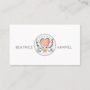 Carte De Visite Main Whimsical Tirée Coeur & Ailes