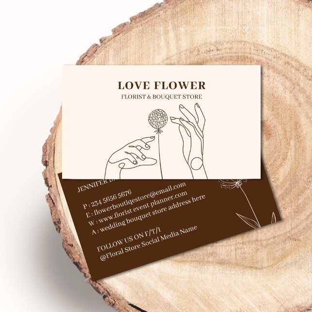 Carte De Visite Mains de fleurs blanches en ivoire beige (Créateur téléchargé)