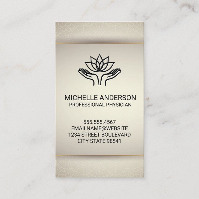 Carte De Visite Mains de guérison | Lotus (Devant)