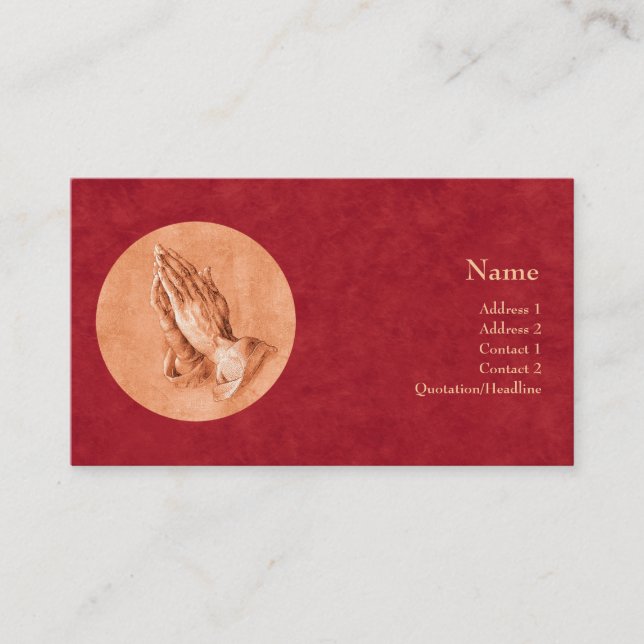 Carte De Visite Mains de prière (Devant)