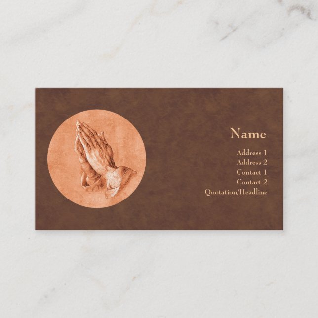Carte De Visite Mains de prière (Devant)