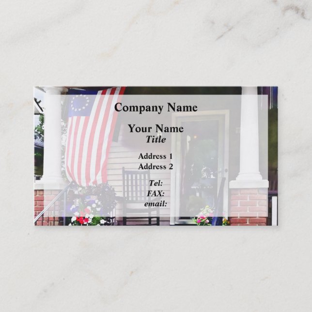 Carte De Visite Maison avec drapeau Betsy Ross (Devant)