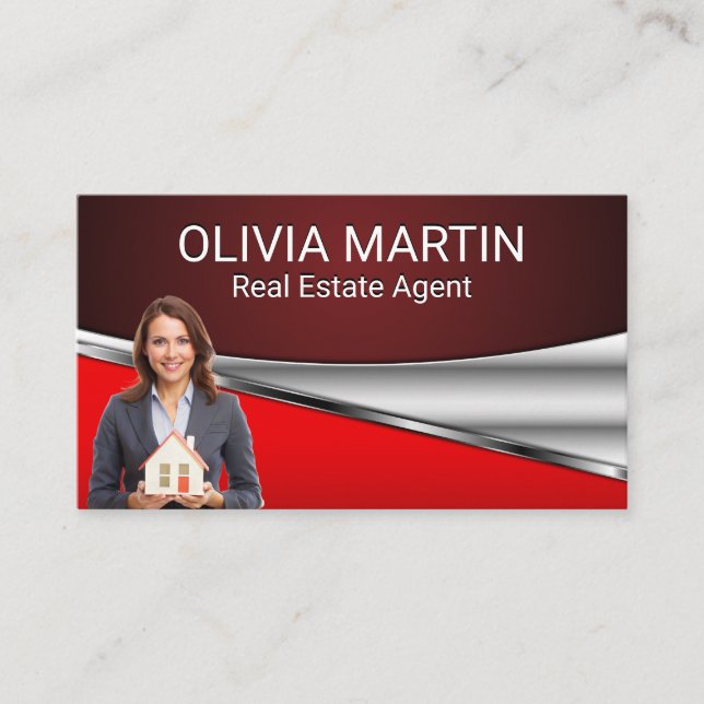 Carte De Visite Maison de détention de l'agent immobilier | Rouge  (Devant)