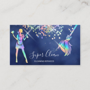 Carte De Visite Maison de nettoyage domestique Holographe d'étince