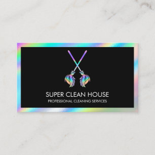 Carte De Visite Maison de nettoyage domestique Holographe d'étince