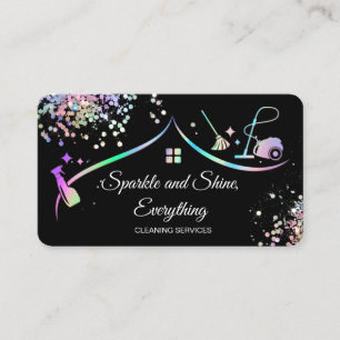 Carte De Visite Maison de nettoyage domestique Holographique Spark