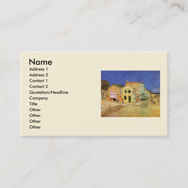Carte De Visite Maison de Vincent à Arles par Vincent van Gogh (Devant)
