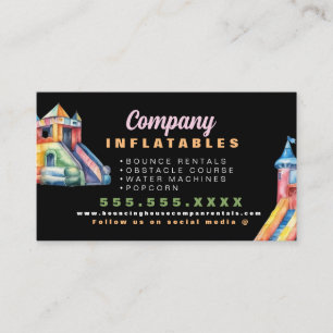 Carte De Visite Maison Gonflable Colorée Fête Aquarelle