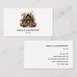 Carte De Visite Maison hantée avec Halloween Citrouille