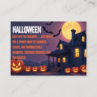 Carte De Visite Maison hantée Halloween scène de nuit d'Halloween
