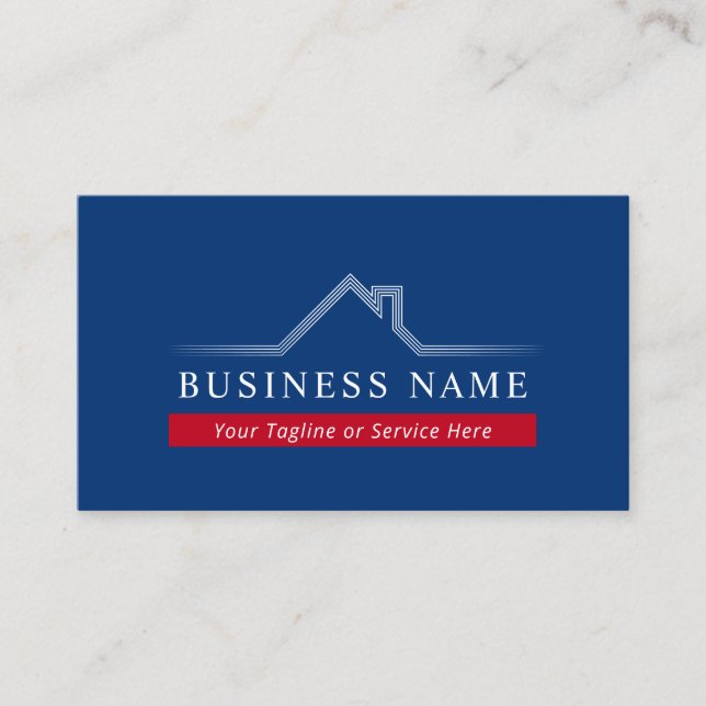 Carte De Visite Maison Immobilier Logo du toit Marine Blue Realtor (Devant)