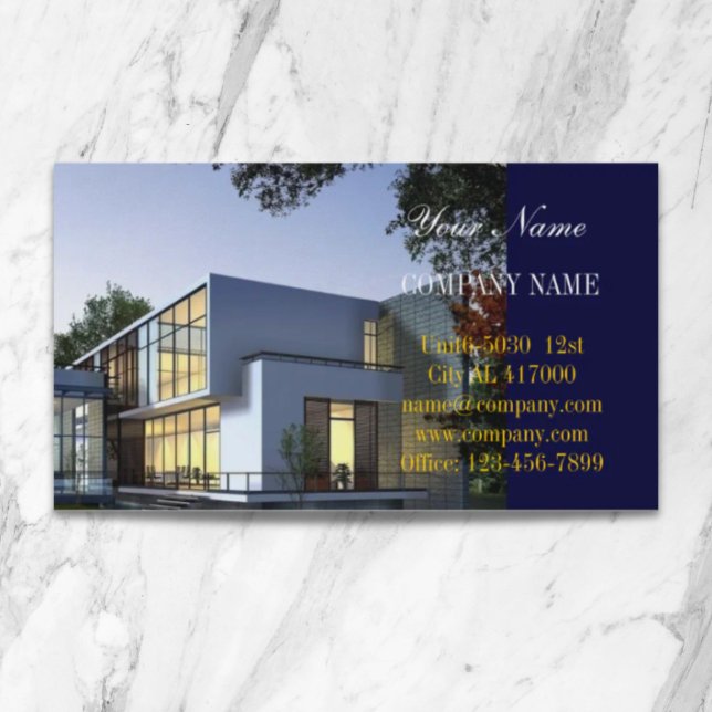 Carte De Visite Maison moderne Construction de bâtiment Immobilier (Modern home Construction builder Real Estate Business Card)