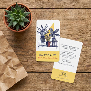 Carte De Visite Maison Moderne de Milieu de Siècle Plante Jaune et