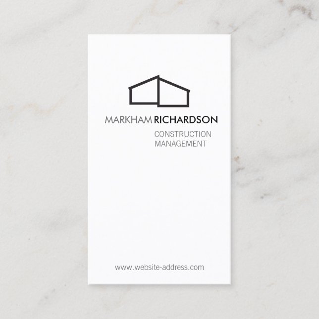 Carte De Visite Maison moderne Logo II Construction, Realtor Blanc (Devant)
