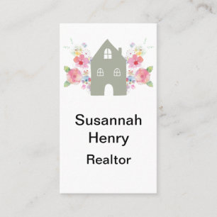 Carte De Visite Maison Nordique Floral Simple Realtor Housesitting