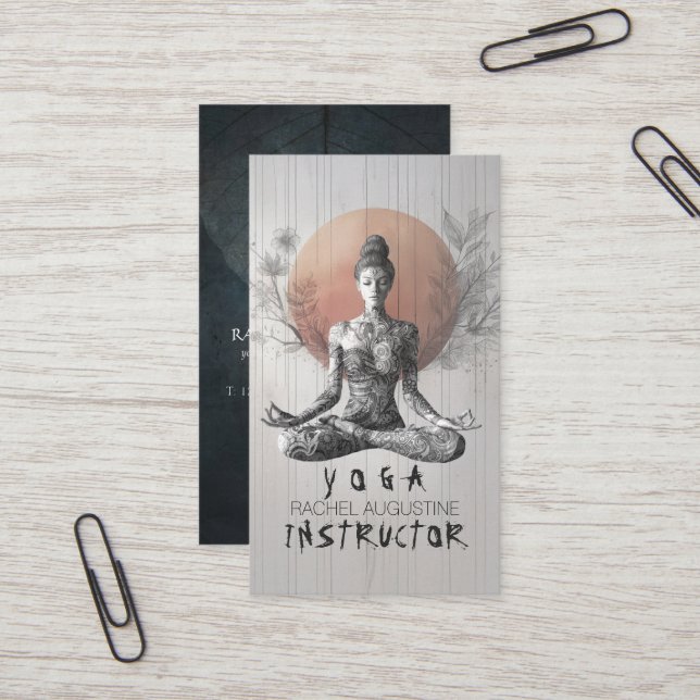 Carte De Visite Maître de méditation Yoga Lotus Pose Reiki (Devant/Arrière en situation)