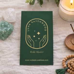 Carte De Visite Maître Reiki Céleste Moderne Mains de Guérison Ver