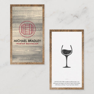 Carte De Visite Maître Sommelier Baril de Vin Planches en bois