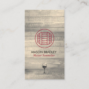 Carte De Visite Maître Sommelier Vin Baril Bois